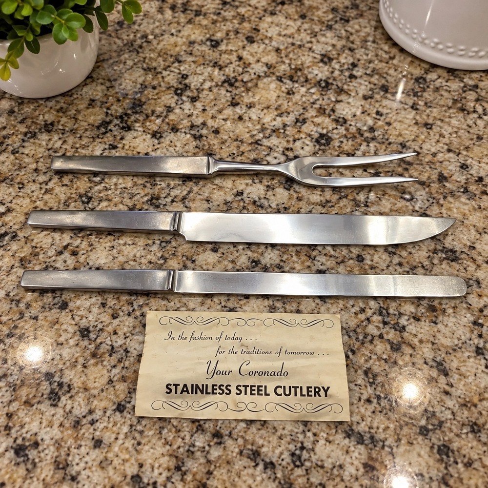 Coronado Stainless Steel Cutlery 3 Pc Serving Set Made In Italy